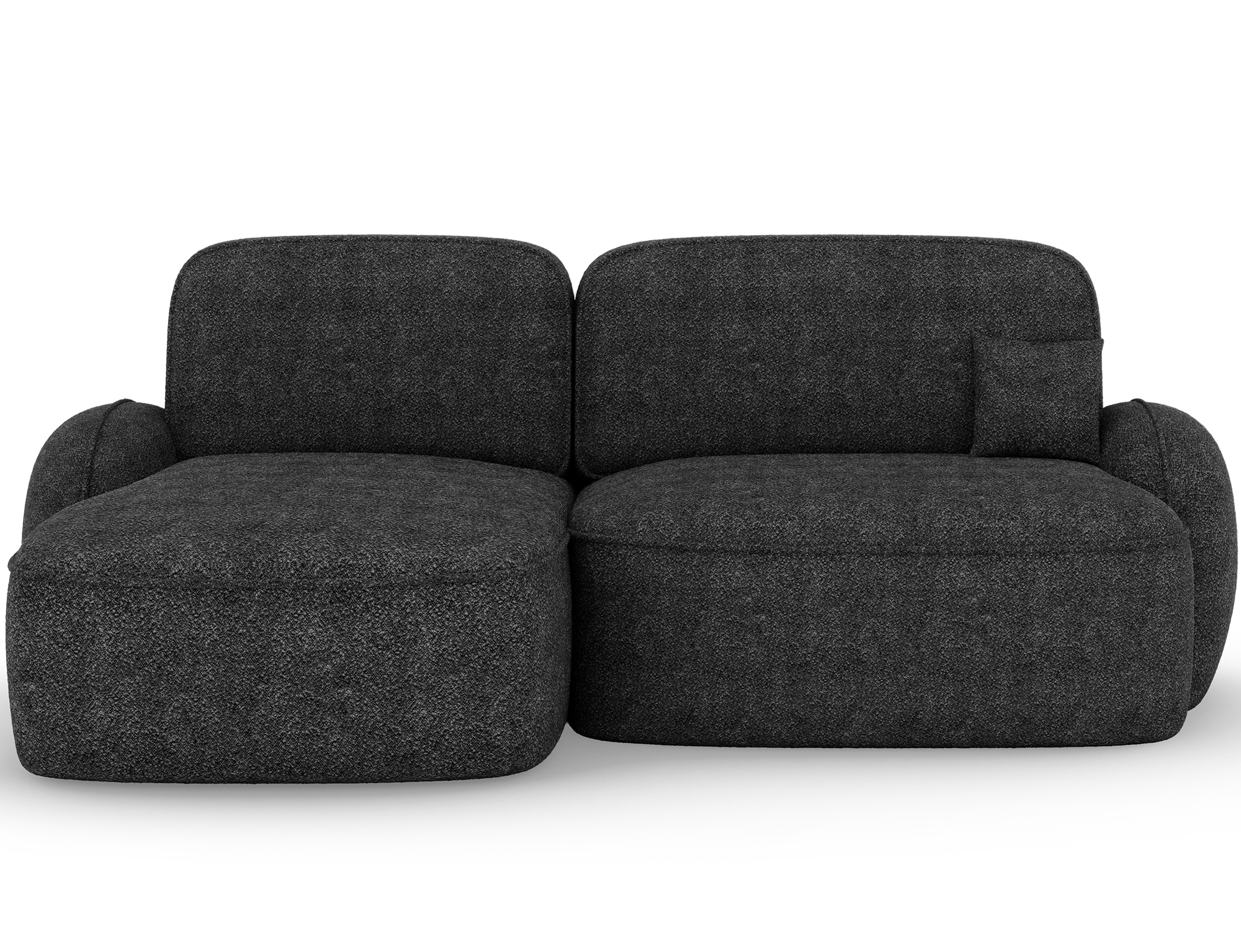 3e7d2629-993d-4aa4-3481-08dedcf03f9f Ecksofa Tesalia mit Schlaffunktion und Bettkasten, dunkelgraßes Bouclé, linksseitig – Bild 1