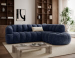 Ecksofa Tontano mit Schlaffunktion und elektrisch ausziehbarer Sitzfläche, blaue Chenille, rechtsseitig – Bild 5