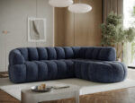 Ecksofa Tontano mit Schlaffunktion und elektrisch ausziehbarer Sitzfläche, blaue Chenille, rechtsseitig – Bild 4