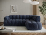 Ecksofa Tontano mit Schlaffunktion und elektrisch ausziehbarer Sitzfläche, blaue Chenille, rechtsseitig – Bild 2