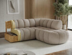 Ecksofa Tontano mit Schlaffunktion und elektrisch ausziehbarer Sitzfläche, blaue Chenille, rechtsseitig – Bild 11