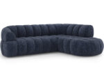 Ecksofa Tontano mit Schlaffunktion und elektrisch ausziehbarer Sitzfläche, blaue Chenille, rechtsseitig – Bild 3
