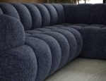 Ecksofa Tontano mit Schlaffunktion und elektrisch ausziehbarer Sitzfläche, blaue Chenille, rechtsseitig – Bild 9