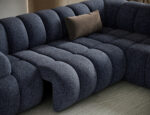 Ecksofa Tontano mit Schlaffunktion und elektrisch ausziehbarer Sitzfläche, blaue Chenille, rechtsseitig – Bild 6